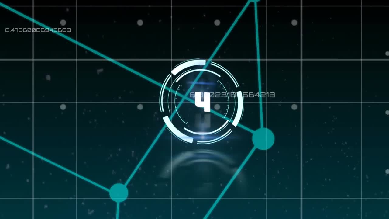 animación del alcance con cuenta atrás y procesamiento de datos en pantallas