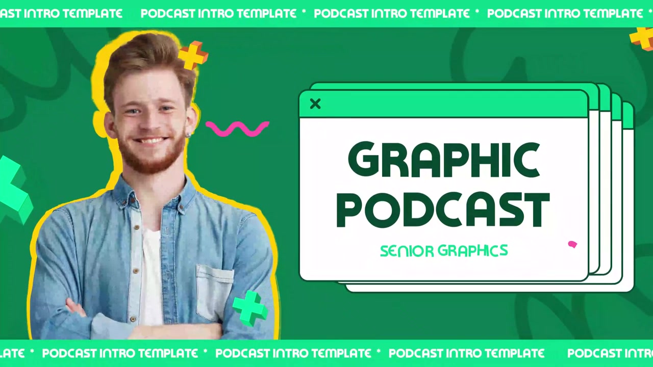 Modern Graphic Podcast Intro Featuring Smiling Man