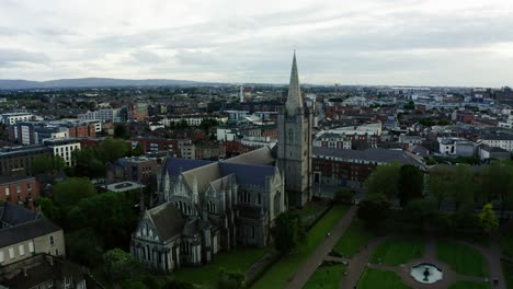 aerial view of dublin city with church