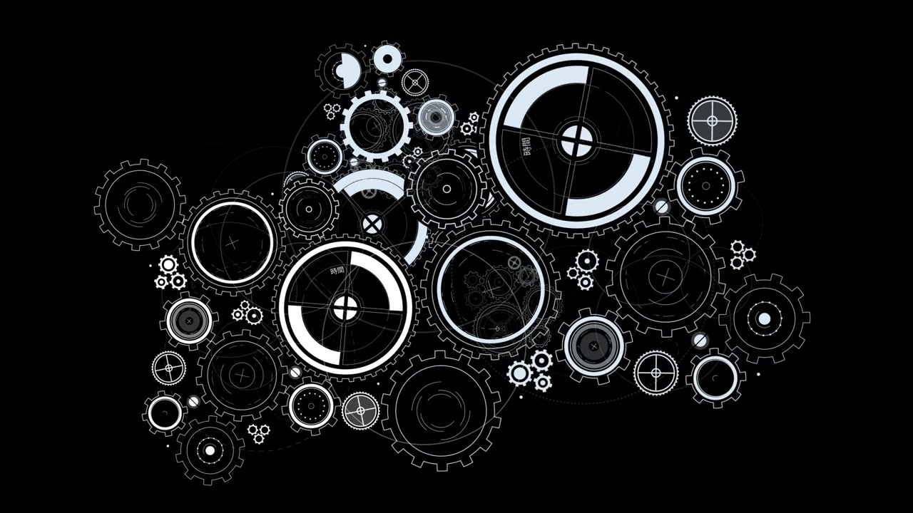 Abstract Digital Animation of Interlocking Gears and Cogs