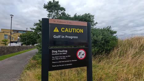 warning sign for golf and dog fouling