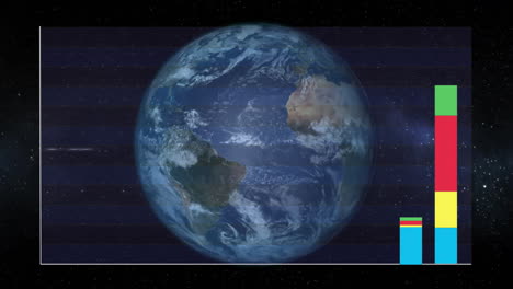 animation of statistics and data processing over globe