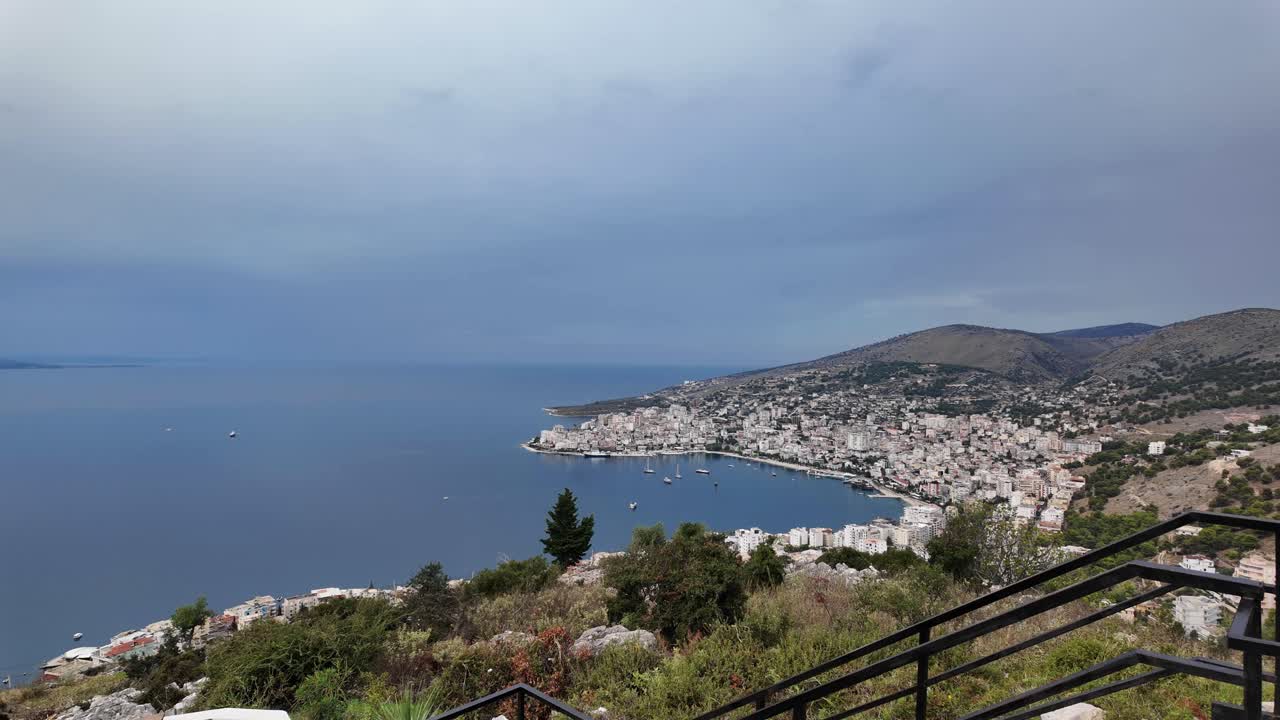 Saranda Sarandë Albania city Albanian riviera viewpoint summer time landscape