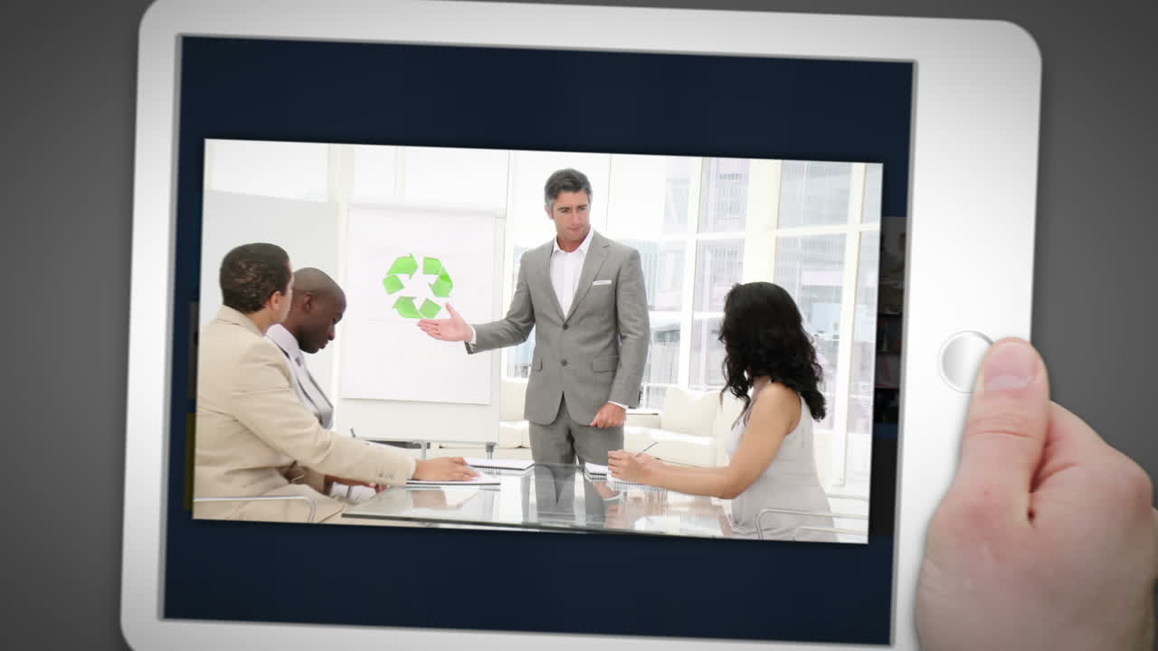 computadora tableta que presenta la vida empresarial