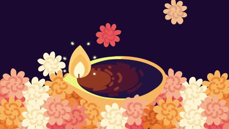 bhai dooj celebration with candle in flowers