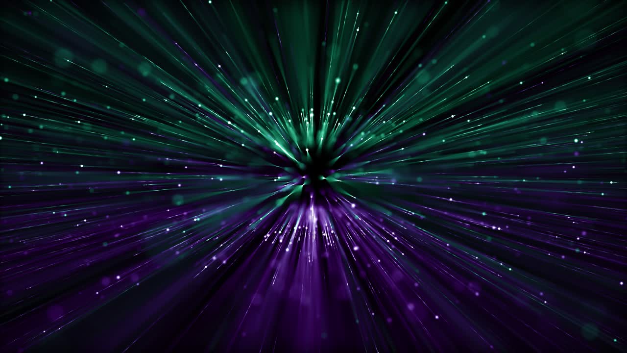 partículas verde violeta evento juego tráiler títulos escenario de concierto cinematográfico bucle de fondo