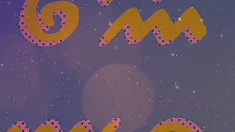 animation of yellow stars, spiral and lines over violet background with dots