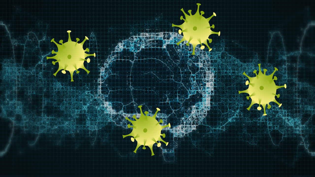 animación de las células del virus sobre el cerebro