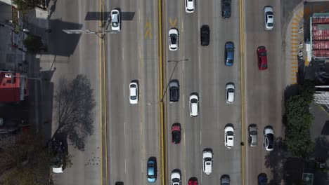 Overhead-Shot-Of-Busy-Street-On-Circuito-Interior-Avenue,-Mexico-City