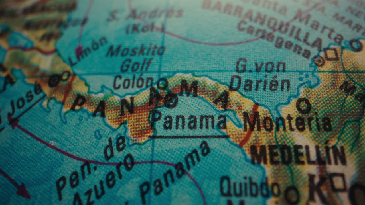 Close-up of a World Globe Map Focusing on Panama