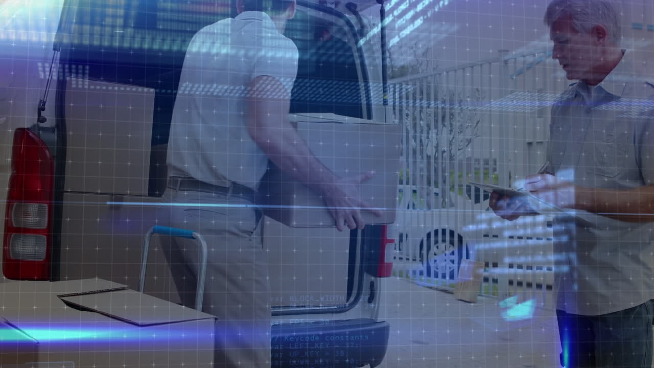 animación del procesamiento de datos sobre dos mensajeros