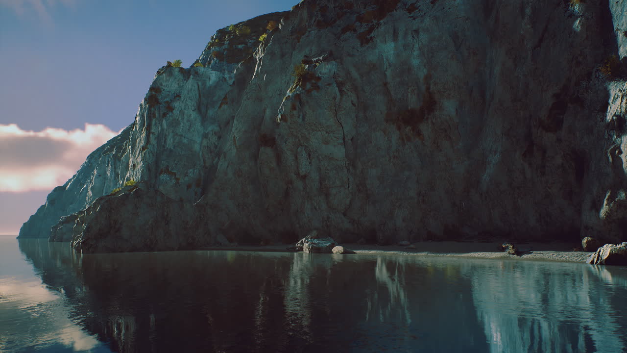 Cliffs and calm waters reflect tranquility in a stunning coastal setting