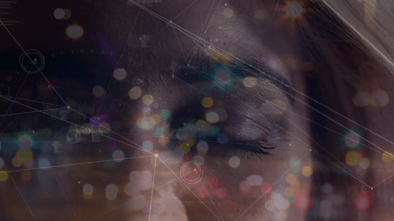 animación de la red de conexiones sobre la mujer caucásica