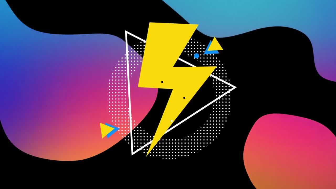 Animation of shapes moving over black background