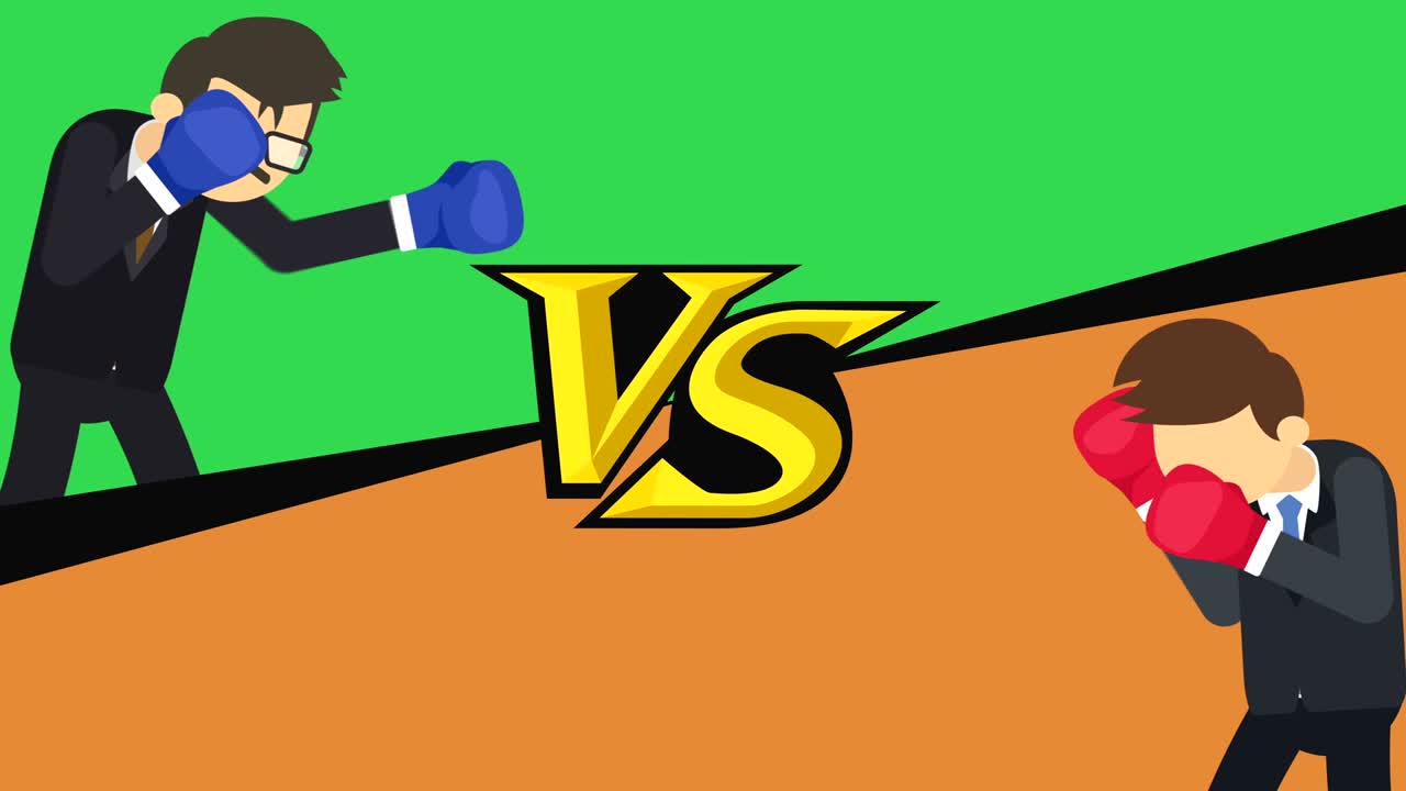 복싱 장갑에서 사업가 전투: 비즈니스 경쟁 개념: 평평한 스타일의 루프 일러스트레이션