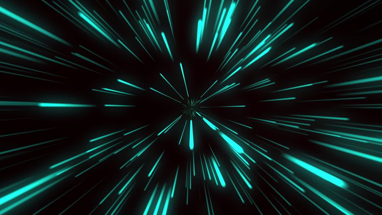 animación en bucle. túnel de luz verde neón con rayos en movimiento