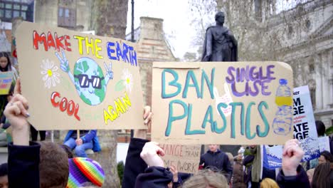 climate change and plastics protest signs