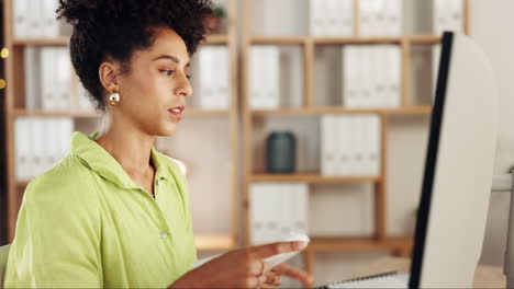 Woman,-tissue-and-blowing-nose-in-business