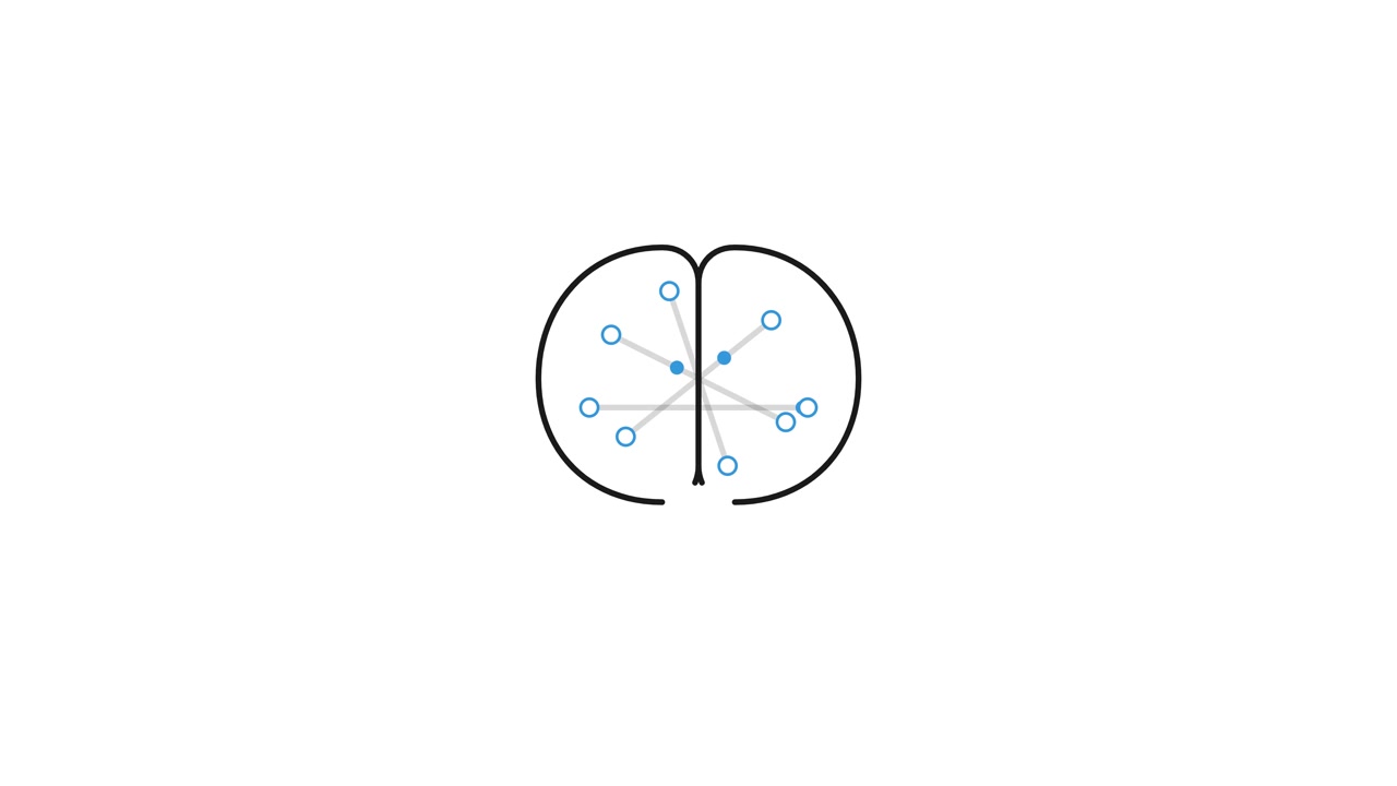 Animated Brain Diagram with Connecting Neural Network Nodes