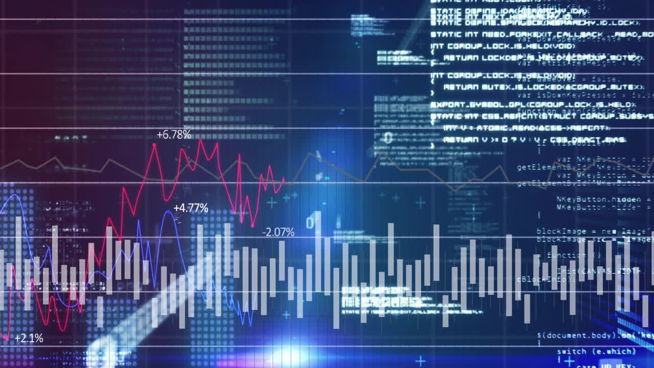 Animation of digital data processing on black background