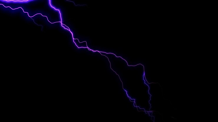 Fulmine viola animato su sfondo nero