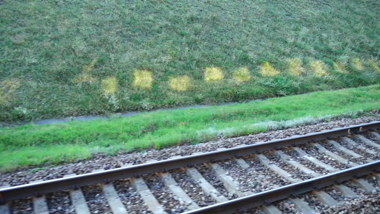 Railway track. Shooting in the movement