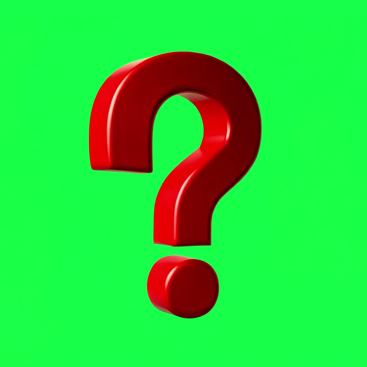 Red question mark animation, transparent 4K video, green screen