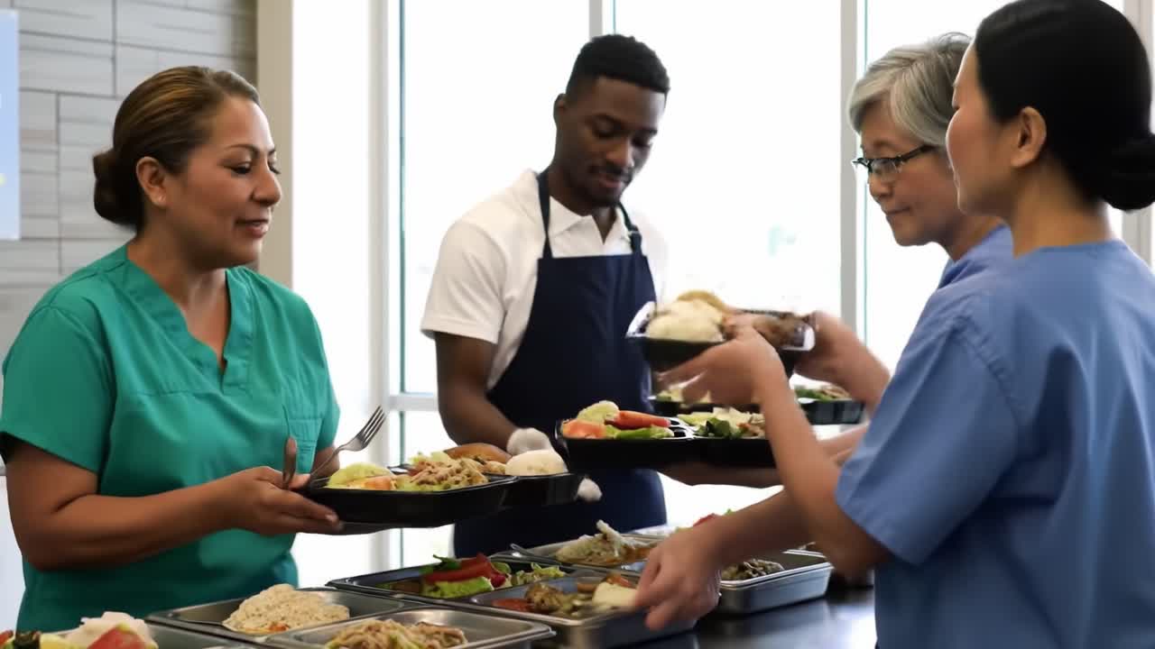 Hospital Staff Serving Meals