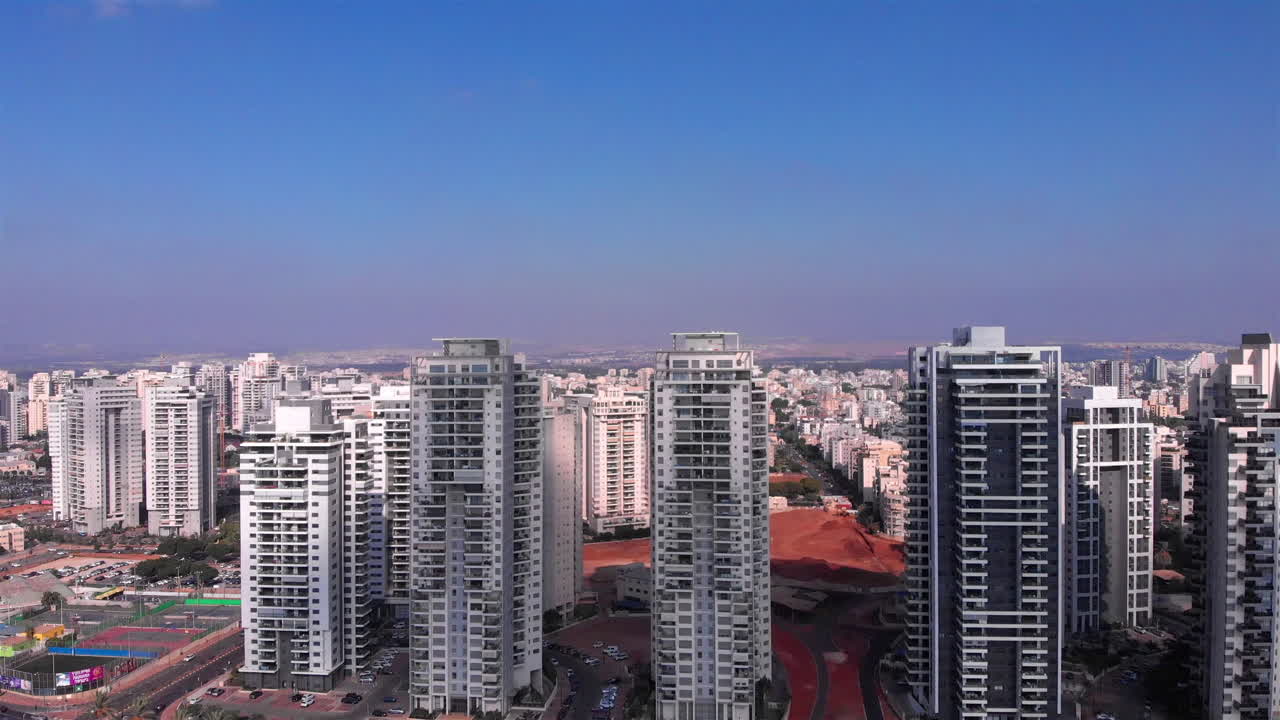 Aerial footage over Israel City petah tikva