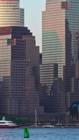 the panoramic vista of manhattan towering skyscrapers from the new jersey side
