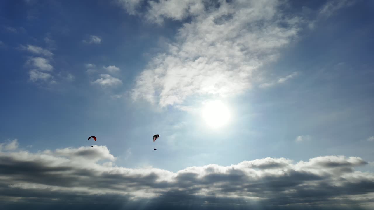 A Pair Of Paragliders Soaring Over Torrey Pines Glider Port In San Diego, California (USA)