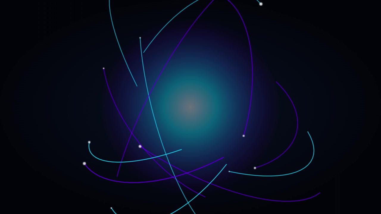 Abstract Motion Graphics of Glowing Orbital Lines and Particles