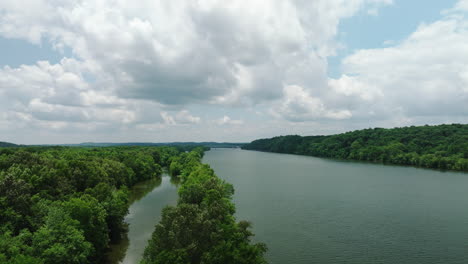 tennessee river near mousetail landing state park in linden, tennessee, usa