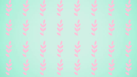 animación de filas de hojas rosas sobre fondo azul