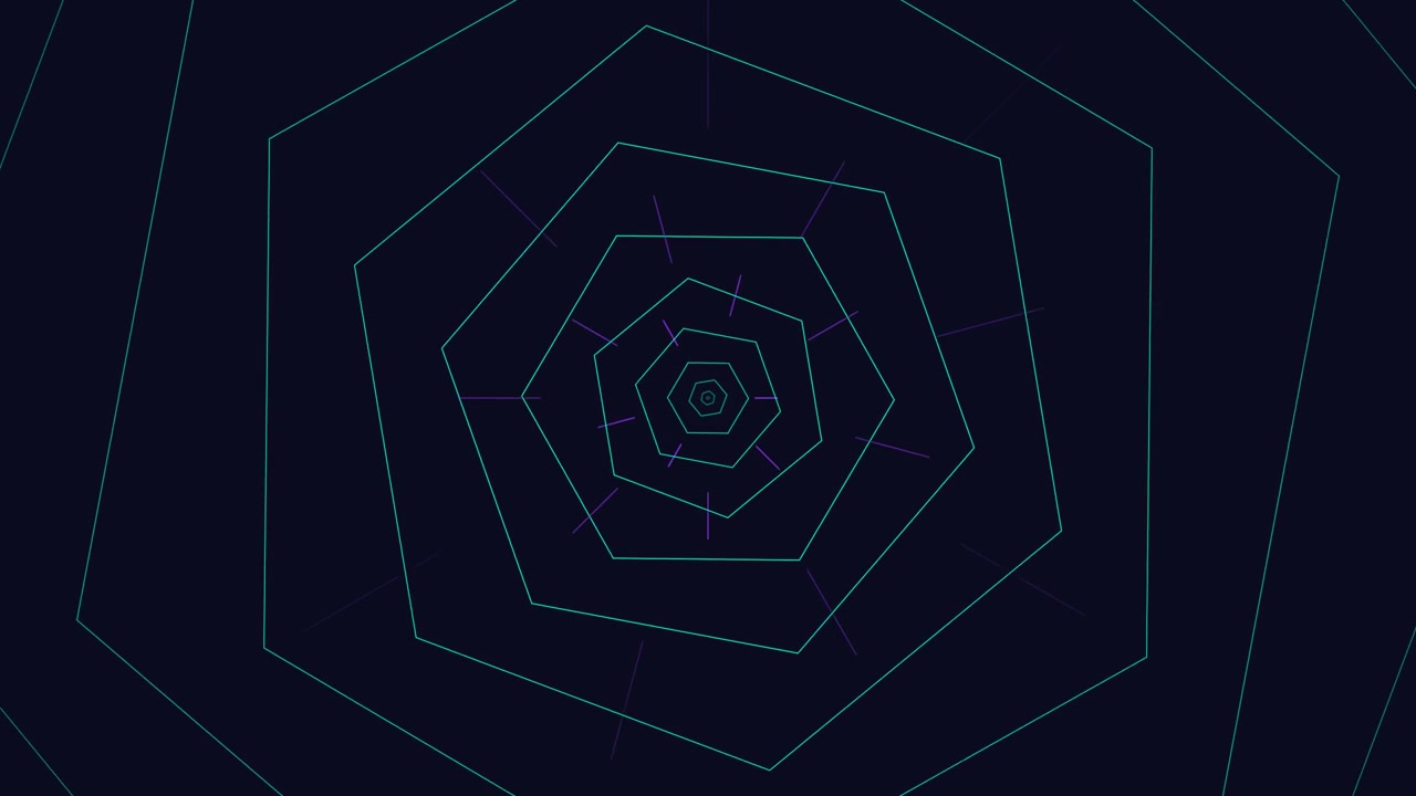 Abstract Geometric Tunnel with Pulsing Hexagonal Lines