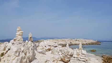 Scenic-View-Of-Coastline-And-Pebble-Beach-Of-Alexia-In-Chania,-Greece---wide-shot