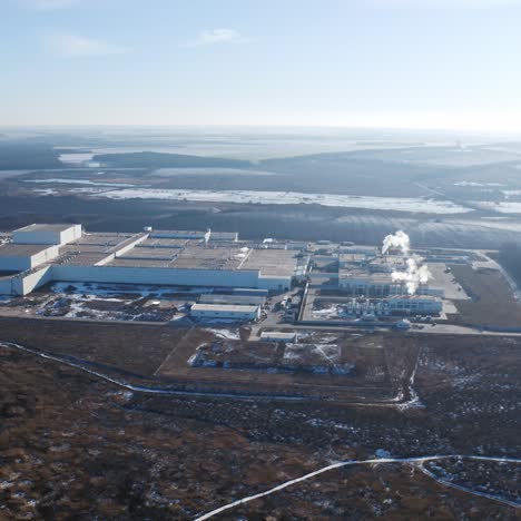aerial view place of industrial buildings