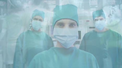 animación de trabajadores de la salud que usan máscaras de coronavirus covid-19