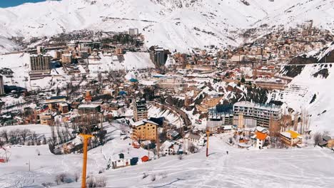 drone shot of shemshak ski resort.