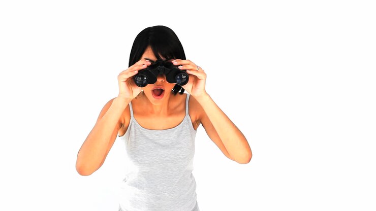 Asian woman looking at something