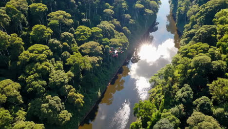 drone flying over the amazon rainforest
