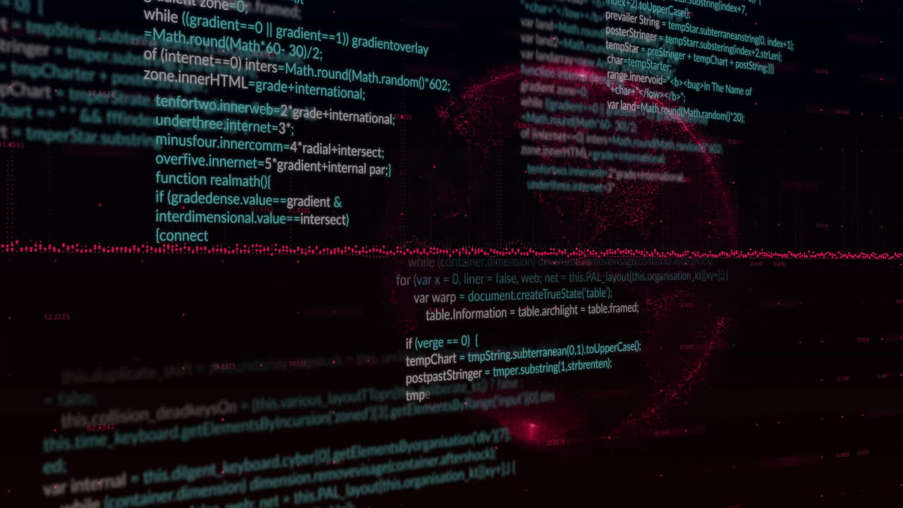 animación del procesamiento de datos y diagramas sobre el globo sobre fondo negro
