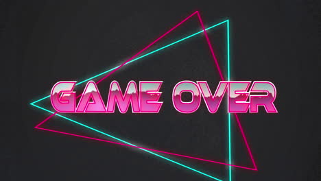 animación del juego sobre texto y formas en fondo negro.