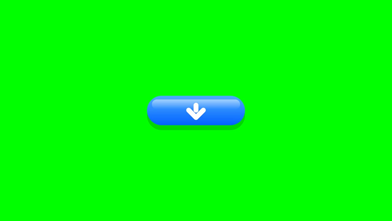 Botão de download animado expandindo e carregando em tela verde