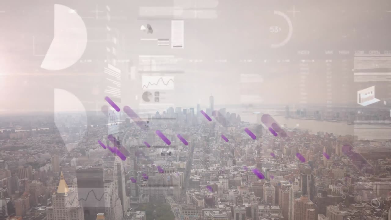 도시 풍경에 대한 통계 및 데이터 처리의 애니메이션