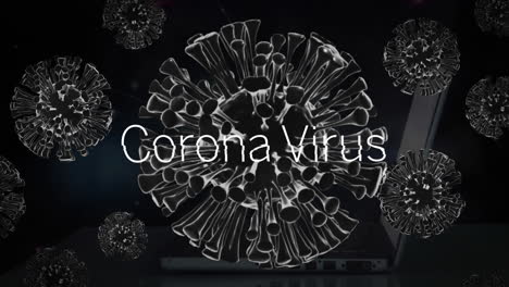 animation of corona virus cells over corona virus text