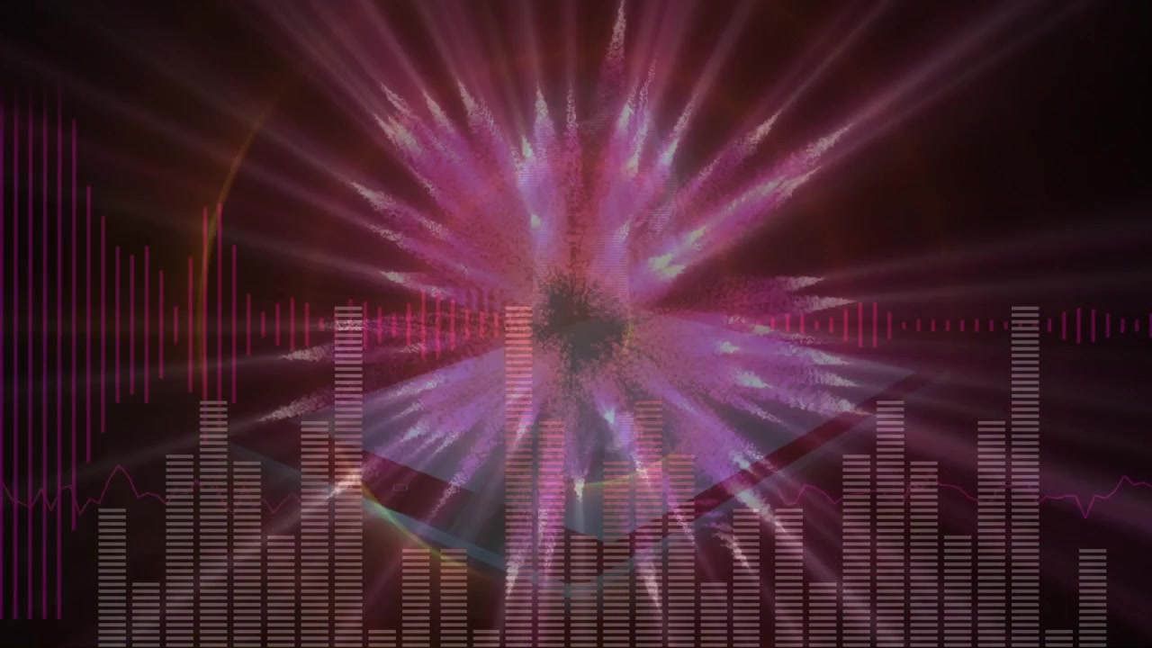 Visualizzazione musicale astratta con luce pulsante e spettro audio