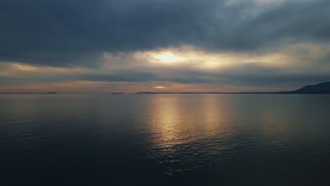 evening aerial time lapse over the sea