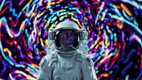 astronaut in a colorful abstract space