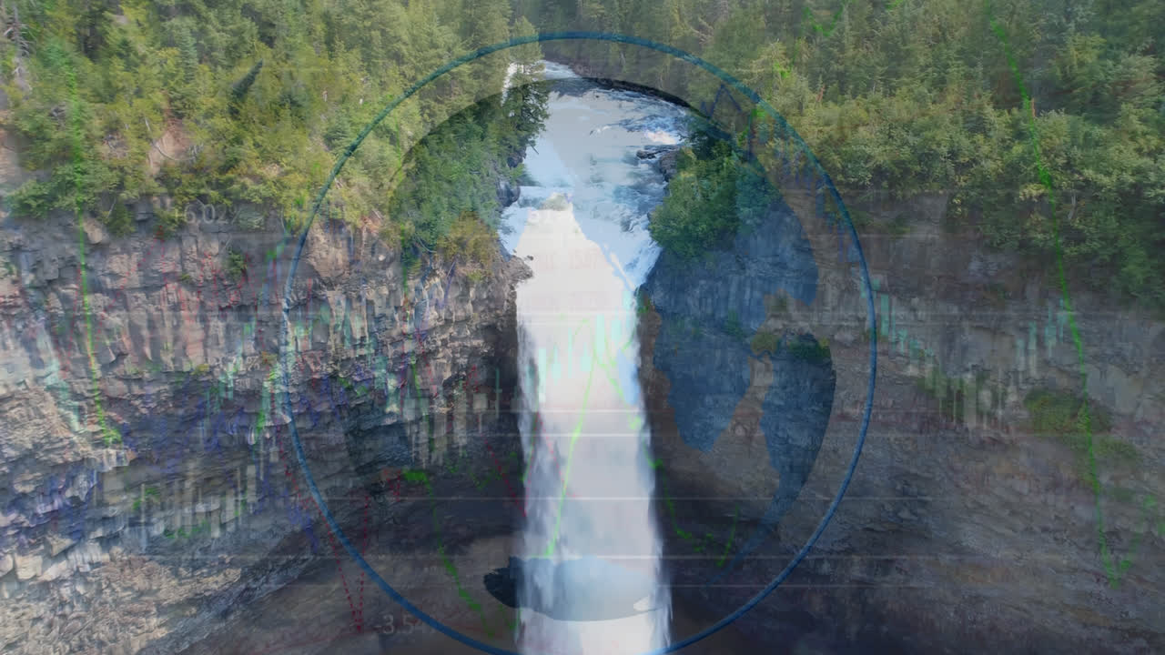 폭포에 대한 금융 그래프와 데이터의 애니메이션